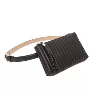🆕 INC International Concepts Quilted Black Belt Bag Fanny Pack Crossbody Bag